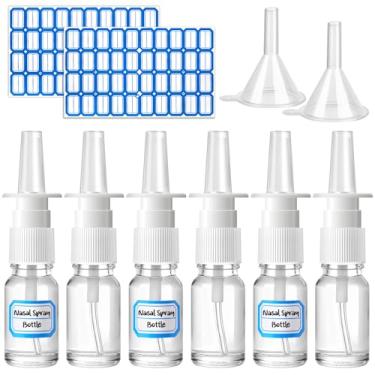 Imagem de ZHWKMYP 10 frascos de spray nasal, frascos de spray nasal vazios de vidro transparente de 10 ml, recarregáveis com 2 funis e 2 etiquetas