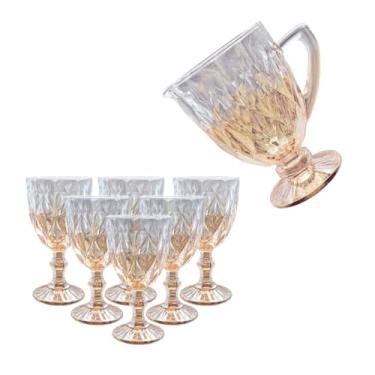 Imagem de Jarra de Vidro Âmbar, Design Diamond, 1 Litro, Acabamento Lapidado, Base Ampla, Alça Ergonômica, para Bebidas Quentes e Frias