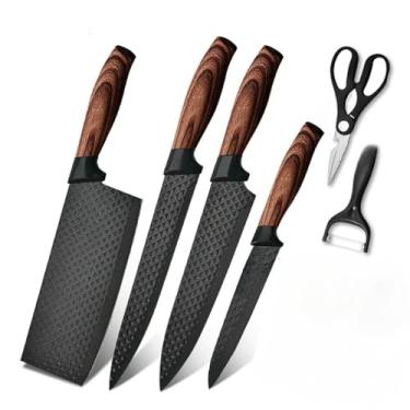 Imagem de Conjuto de Faca Inox 6 Peças Com Cabo Reforçado Aço Carbono Descascador Tesoura Cutelo Carne Legumes (FACA - 1671)