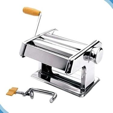 Imagem de Maquina de fazer macarrao manual de aco inox, caseira, pratica