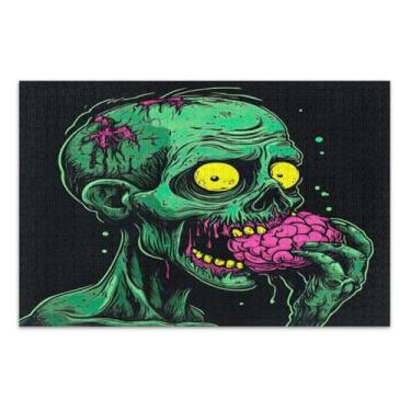 Imagem de Quebra-cabeça adulto Zombie Eating Brain Green 500 peças, quebra-cabeças exclusivos, jogos para noite de jogos em família