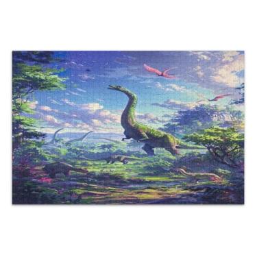 Imagem de Quebra-cabeça de desenho animado dinossauro mundo difícil para adultos com letras nas costas quebra-cabeça 500 peças