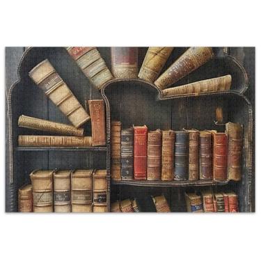 Imagem de Quebra-cabeças de prateleira de livros antigos, 1000 peças para adultos, decoração de pintura, quebra-cabeças coloridos, presentes para amantes de quebra-cabeças
