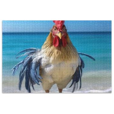 Imagem de Quebra-cabeças de animais engraçados de galo, 500 peças para adultos, pintura artística, quebra-cabeça de paisagem, presentes para jogo de elefante branco