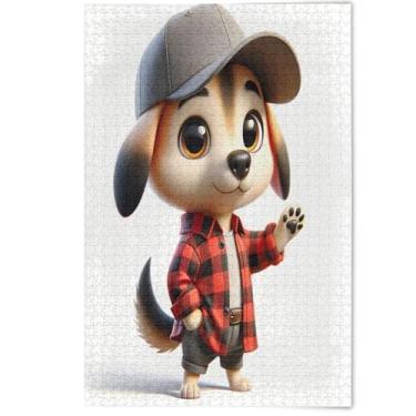 Imagem de Quebra-cabeça adulto 500 peças cachorro fofo bege desenho animado tecnologia presentes para amantes cena de quebra-cabeça natureza quebra-cabeças arte família jogo pintura, 500 peças, 52 cm x 37,8 cm