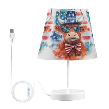 Imagem de Joisal Fun Welcome USA Lâmpada de mesa regulável de vaca, lâmpada de cabeceira com abajur para mesa de cabeceira