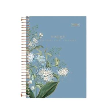 Imagem de Caderno Colegial Natus – 1 Matéria,80 folhas, Floral Elegante Papelaria Premium (Azul Escuro)