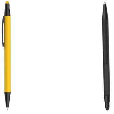 Imagem de Caneta Esferográfica Retrátil, Alumínio Reciclável, Escrita Azul, Refil Parker, Corpo em Bambu, Kit com 1 e Unidades (Amarelo e Verde)