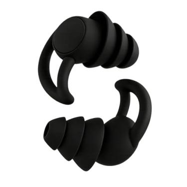 Imagem de Protetor Tampão de Ouvido Silicone Par Macio Natação Ronco Ruídos Esportes Treino Estudo Leve e Fácil de Transportar (Preto)