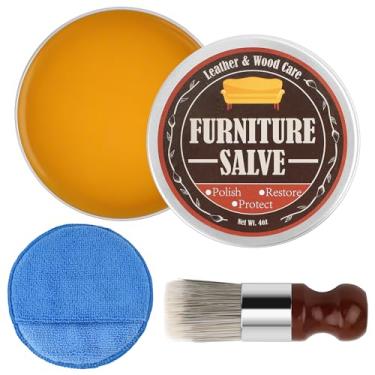 Imagem de Pomada de móveis para couro e madeira, AHIER Kit de pomada profissional de reparo de móveis de 118 ml com escova e almofada de esponja, restaurar, proteger, polir condicionador para sofá, cadeiras