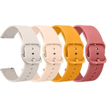 Imagem de Meliya Pulseiras para Samsung Galaxy Watch 7/FE de 40 mm e 44 mm, pulseira esportiva de silicone macio de 20 mm para Galaxy Watch 7 (embalagem com 4)