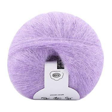 Imagem de SIWOTED Soft Mohair Tricô Fio de Lã DIY Xale Cachecol Suprimentos de Linha de Crochê (16 neve verde)