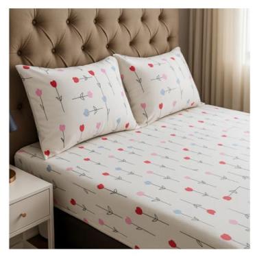 Imagem de Jogo de Lençol Casal 3 Peças 150 Fios Estampado – Lençol com Elástico, Fronhas com Zíper, Cama Box e Padrão (Modelo - 1)