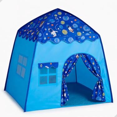 Imagem de Barraca Casinha Infantil Toca | Cabana Infantil Meninas e Meninos para Diversão e Aventura em Casa ou Jardim com 2 Janelas, Tecido Impermeável 130x130x100cm (Azul)