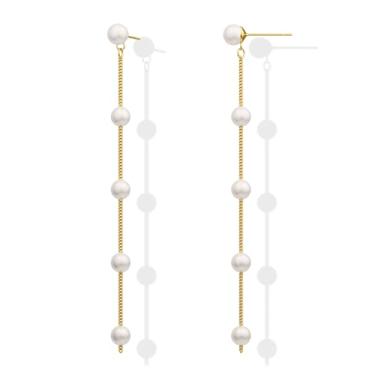 Imagem de Moodear Brincos de ouro para mulheres, modernos, delicados, banhados a ouro 14 K, pérola, flor, pingente, brincos hipoalergênicos, brincos pendentes para mulheres, presentes de casamento, Latão, Sem