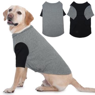 Imagem de IKUPUKO Pacote com 2 camisetas para cães extragrandes camisa de algodão respirável macio e respirável roupas para controle de queda para dogue alemão, caminhada no verão, litoral, parque, 5GG