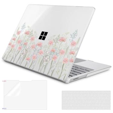 Imagem de YSCLBAHUK Capa para laptop Microsoft Surface 12,4 polegadas Go 3/2 / 1 modelo 2013/1943 padrão criativo durável resistente a arranhões, com protetor de tela + capa de teclado, Pink Meadow