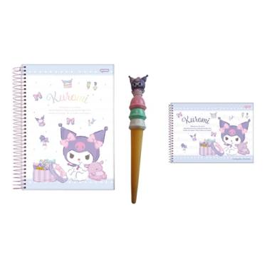 Imagem de Kit Caderno Universitário 10 Matérias + Caderno Cartografia e Desenho + Caneta Formato Sorvete, Papelaria Kawaii