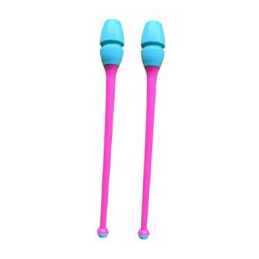 Imagem de Dynwave Conjunto de 2 maças de ginástica rítmica, equipamento profissional de treinamento de ginástica de 45,5 cm para apresentações de palco, condicionamento, Cabeça Azul