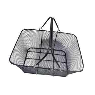 Imagem de oshhni Cesta de compras portátil de arame metálico para bicicleta, com grande capacidade e alças, ideal para compras no mercado e passeios de bicicleta.