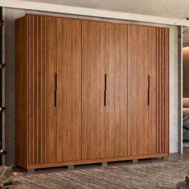 Imagem de Guarda Roupa Casal Ripado Atrice Ambiente 6 Portas Nogueira Touch com 