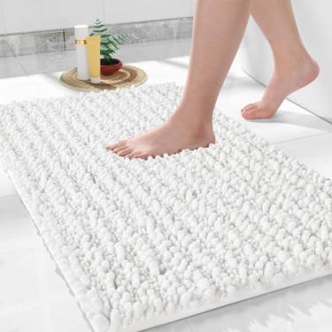 Imagem de (60cm x 43cm , Bright White) - Yimobra Original Luxury Shaggy Bath Mat, Soft and Cosy, Super Absorbent Water, Non-Slip, Machine-Washable, Thick Modern for Bathroom Bedroom (60cm x 43cm , Beige)