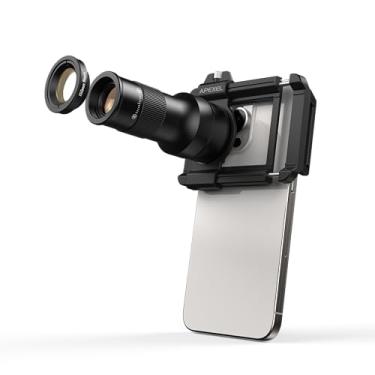 Imagem de APEXEL Lente teleobjetiva 6X e lente macro de 150 mm, kit de lente de câmera de telefone de alumínio 2 em 1 com clipe universal. Acessório de lente de telefone adequado para iPhone 16/15/14/13