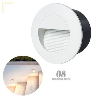 Imagem de 8 Balizador De Embutir Redondo Branco Parede Muro Led Lup90 - Acienda