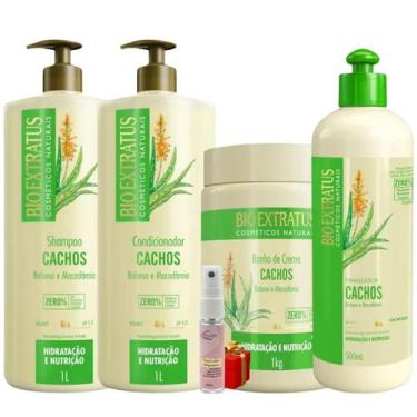 Imagem de Kit Cachos 1 Shampoo 1 Condicionador 1 Banho 1L + Finalizador 500ml Bi
