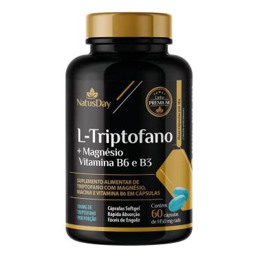 Imagem de L-Triptofano + Magnésio, Vitamina B3 e Vitamina B6 (60 Cápsulas) - Natusday Premium-Unissex