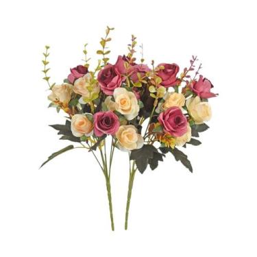 Imagem de Flores Artificiais De Rosa De Seda Para Casamento, Decoração De Casa, 