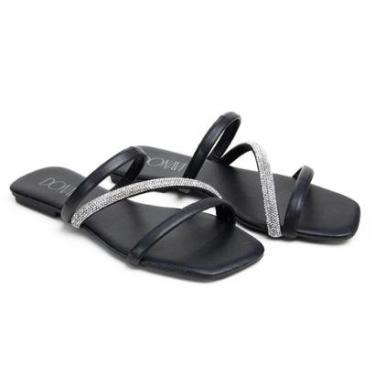 Imagem de Sandália Rasteirinha Casual Feminino Tiras Brilho Moda Elegante Prática-Feminino