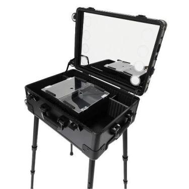 Imagem de Maleta De Maquiagem Camarim Profissional Com Bluetooth Mp3 E Rodinhas 