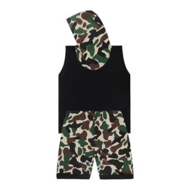 Imagem de Conjunto Camiseta com Capuz e Bermuda Camuflada - Destak-Masculino