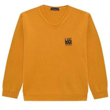 Imagem de Blusão Suéter Infantil Menino Tricô Amarelo Mostarda Luc.boo-Masculino