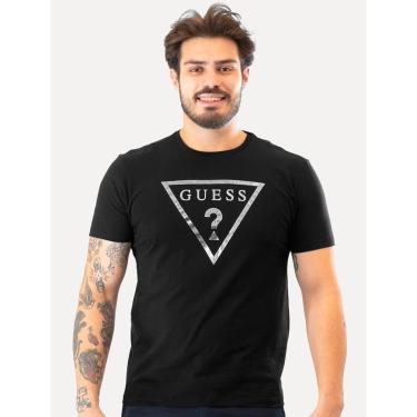 Imagem de Camiseta Guess Masculina Foil Logo Print Preta-Masculino
