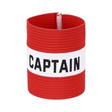 Imagem de YELARXI Braçadeira Capitão, Braçadeira de Capitão de Futebol Elásticas Ajustáveis Braçadeiras Líder Team Sport Rugby Player Band 10,4 x 8,6 cm e Vermelho/Branco Ajuste para (Treinamento de Futebol