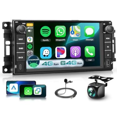 Imagem de Rádio estéreo 4G + 64G Android para Jeep Wrangler Dodge RAM Chrysler com câmera sem fio Carplay Android Auto 1080P USB/Tipo-C, Sellrich 17.8 cm para Jeep Wrangler Radio para Dodge RAM Chrysler Radio