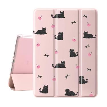 Imagem de Idocolors Linda capa preta para iPad Pro de 12,9 polegadas 2022/2021/2020/2018, capa traseira de TPU transparente com suporte de três dobras com suporte para lápis, capa protetora dobrável à prova de