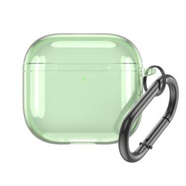 Imagem de Capa para AirPods 4 com chaveiro, capa de silicone transparente, capa protetora de pele macia, capa para fone de ouvido antiqueda (verde, AirpodsPro4)
