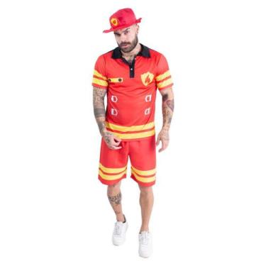 Imagem de Fantasia Bombeiro Adulto Masculino Profissões Com Chapéu - Fantasias C