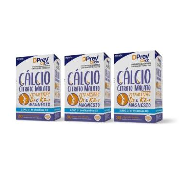 Imagem de Kit Cálcio DPrev Cálcio 2000UI C/30 cpr. C/3un. - Myralis