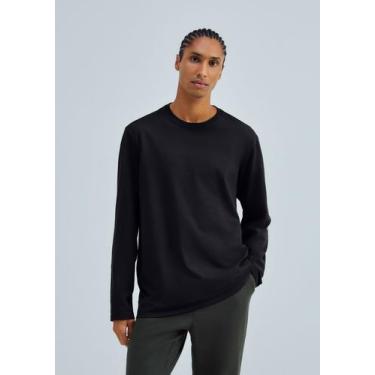 Imagem de Camiseta Básica Masculina Manga Longa Super Cotton - hering, M, Preto