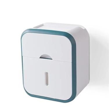 Imagem de x3anggyt5 Caixa de armazenamento de lenços de papel, suporte de papel higiênico montado na parede com suporte de armazenamento e caixa de gaveta, porta-lenços autoadesivo sem perfuração, suporte de
