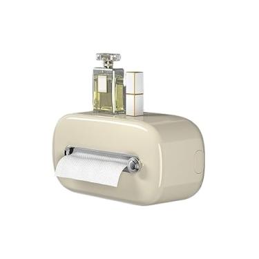 Imagem de Caixa de lenços de papel higiênico, caixa de armazenamento de toalha de rosto montada na parede, caixa de gaveta de vaso sanitário, caixa de papel manual sem perfuração para suporte de caixa de lenços
