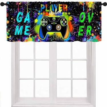 Imagem de Cortinas de sanefa para meninos gamepad, controle de jogo colorido, tratamento para quarto, sala de jogos, sala de jogos, 1 peça, 137 x 45 cm