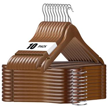 Imagem de Cabides de madeira, pacote com 20, cabides de madeira natural, acabamento liso, cabides de madeira para armário, resistentes, cabides de madeira maciça, cabides de terno para roupas, jaqueta, camisa