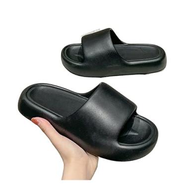 Imagem de Sapatos de banheiro moda personalidade explosiva chinelos femininos super macios fundo grosso casa estudante dormitório banheiro chinelos de banho de alto valor chinelos de chuveiro (preto, 40-41)