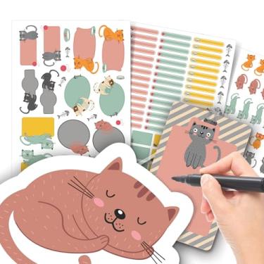 Imagem de Etiqueta Escolar Menina com TAG + Caneta (Gatinhos, Etiquetas + 1 TAG de Mochila)