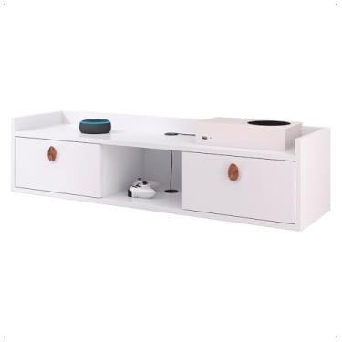 Imagem de Penteadeira Suspensa Moderna Com Toucador, Portas Duplas E Prateleiras Para ArrumaçãO No Quarto(Branco)